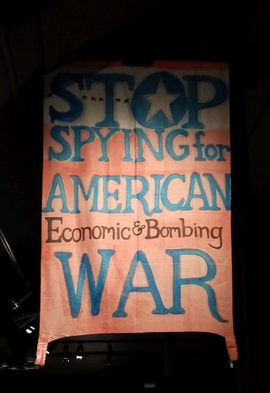 Banner, Protest, Stop Spying for American War